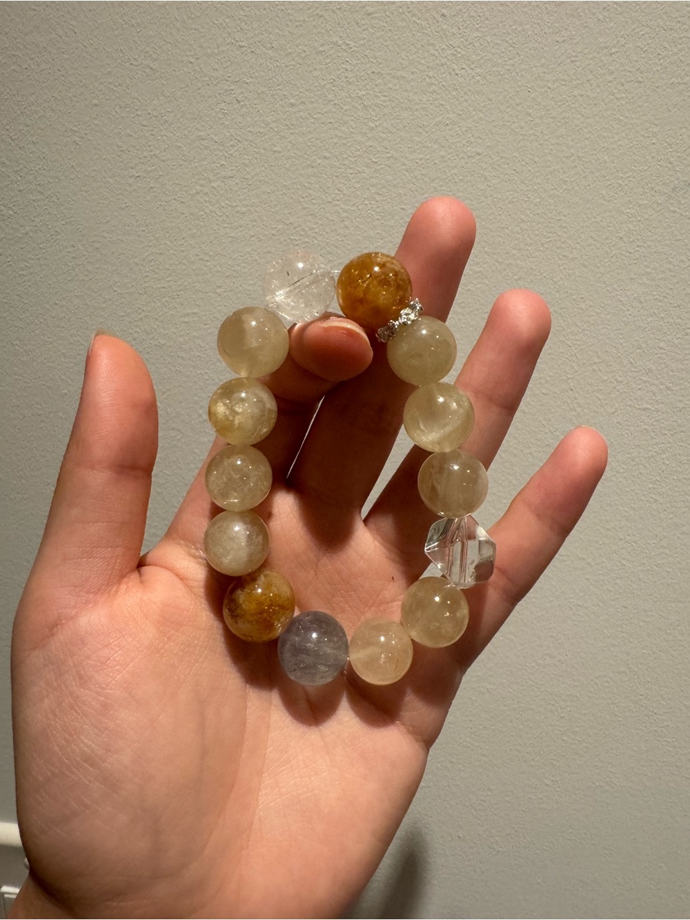Genuine Rainbow Azeztulite Crystal Bracelet | Yellow & Clear Quartz